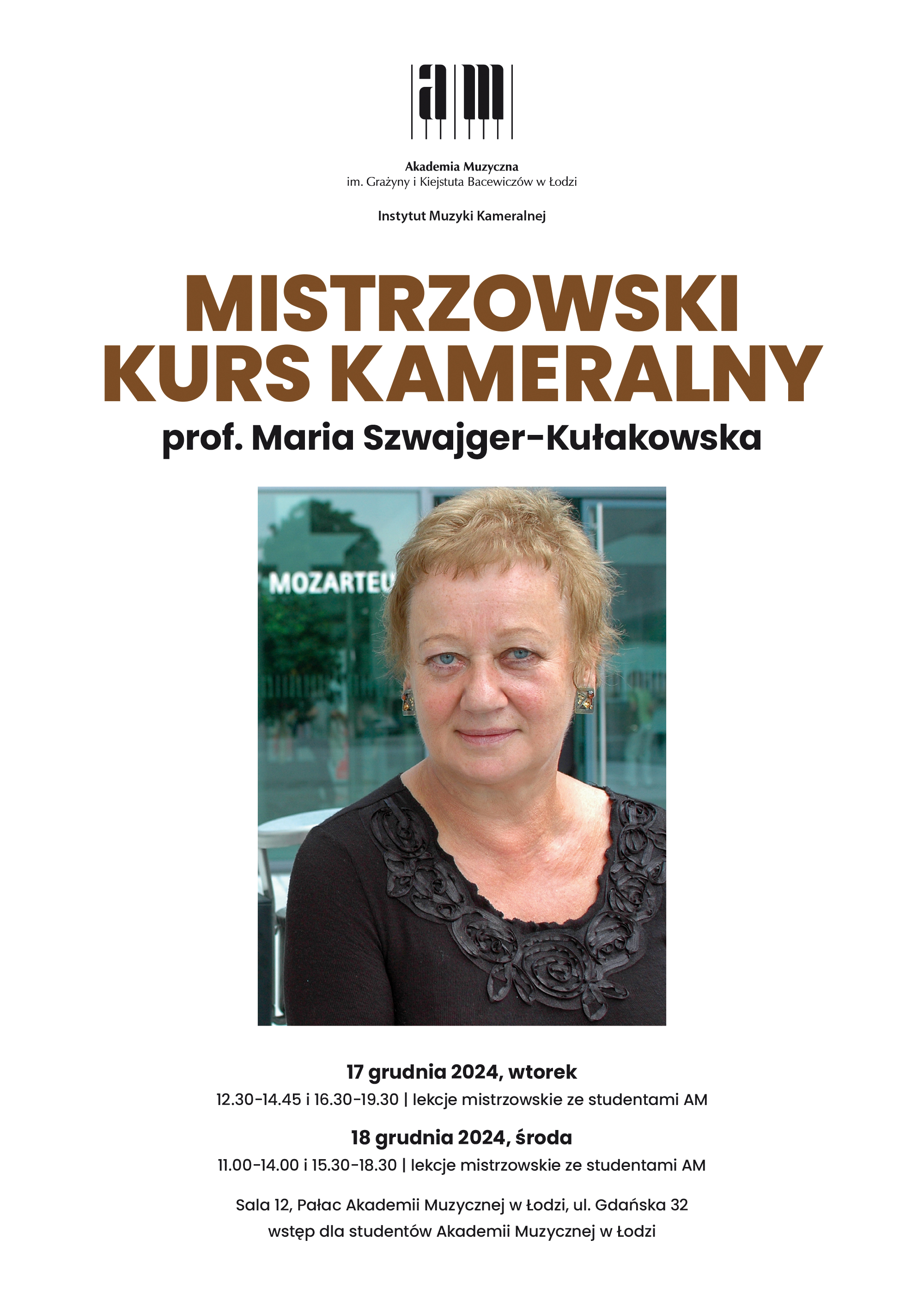 Mistrzowski kurs kameralny prof. Maria Szwajger-Kułakowska