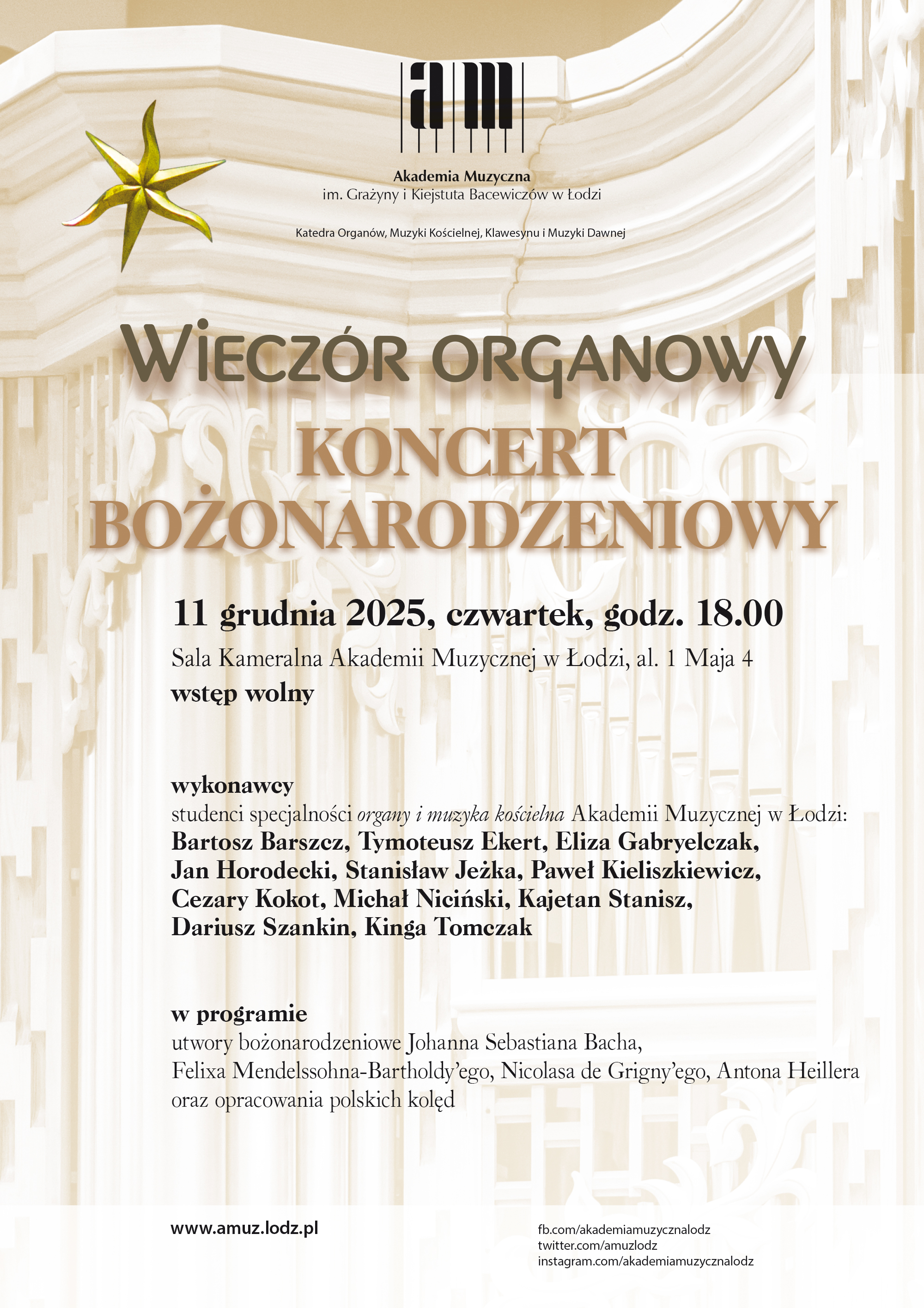 Wieczór organowy – Koncert Bożonarodzeniowy