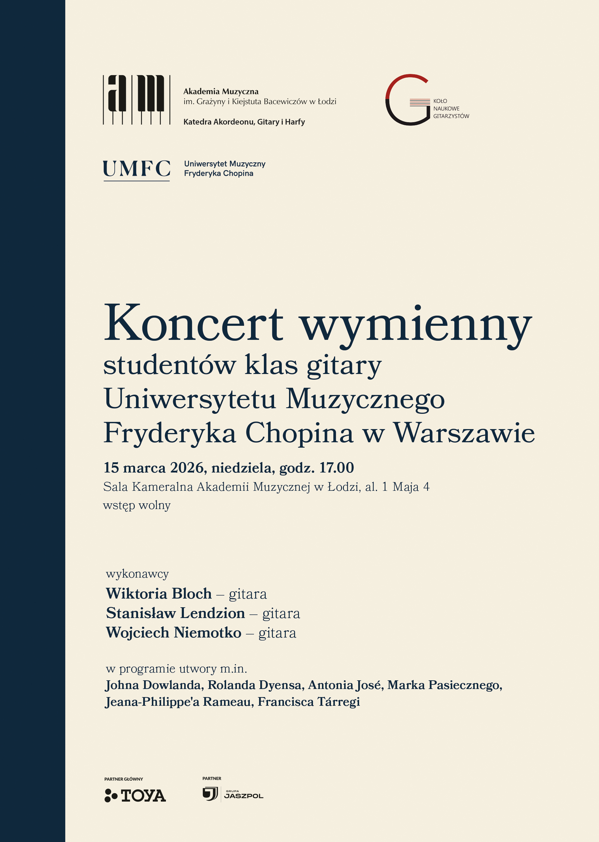 Koncert wymienny studentów klas gitary UMFC w Warszawie